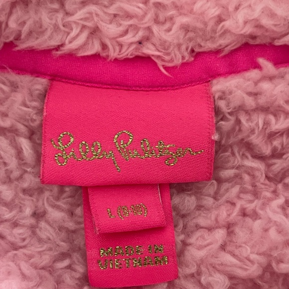 LILLY PULITZER Pink Sherpa Half Zip Pullover Fleece Sweatshirt Size 8/10 - Picture 3 of 8